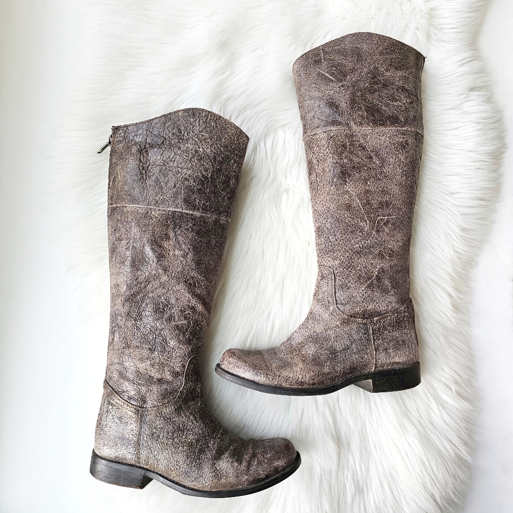 Steve Madden P-Roverr Distressed Leather Tall Riding Equestrian Brown Boots 9M